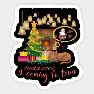 santa paws is coming to town christmas Sticker